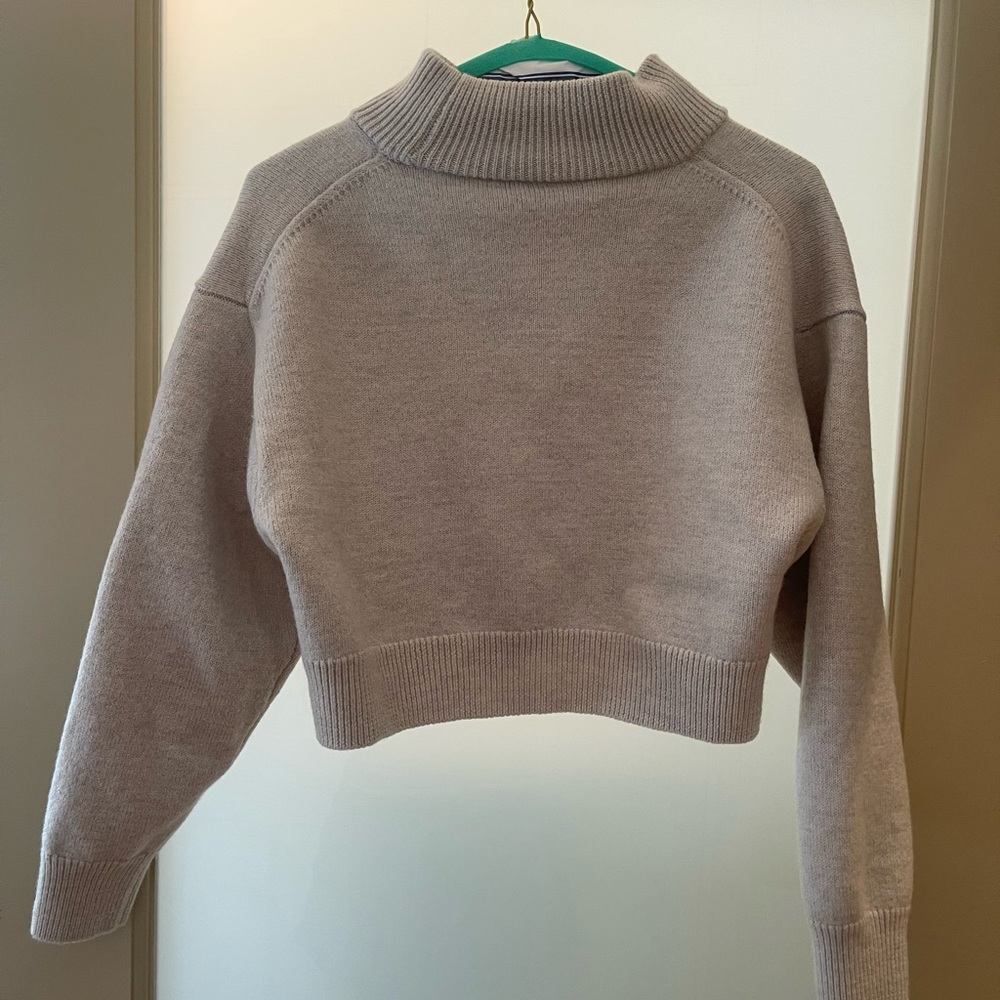 Cropped Mock Neck Wool Aritzia Sweater